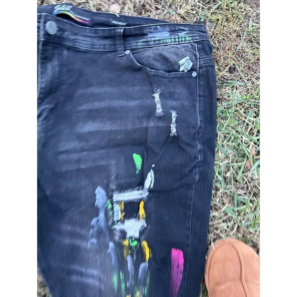 Switch Remarkable Premium Denim Distressed Paint Jeans Mens 44x32 Slim Taper Fit